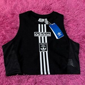 Adidas Sleeveless Black Logo Tank Top Women Size Large